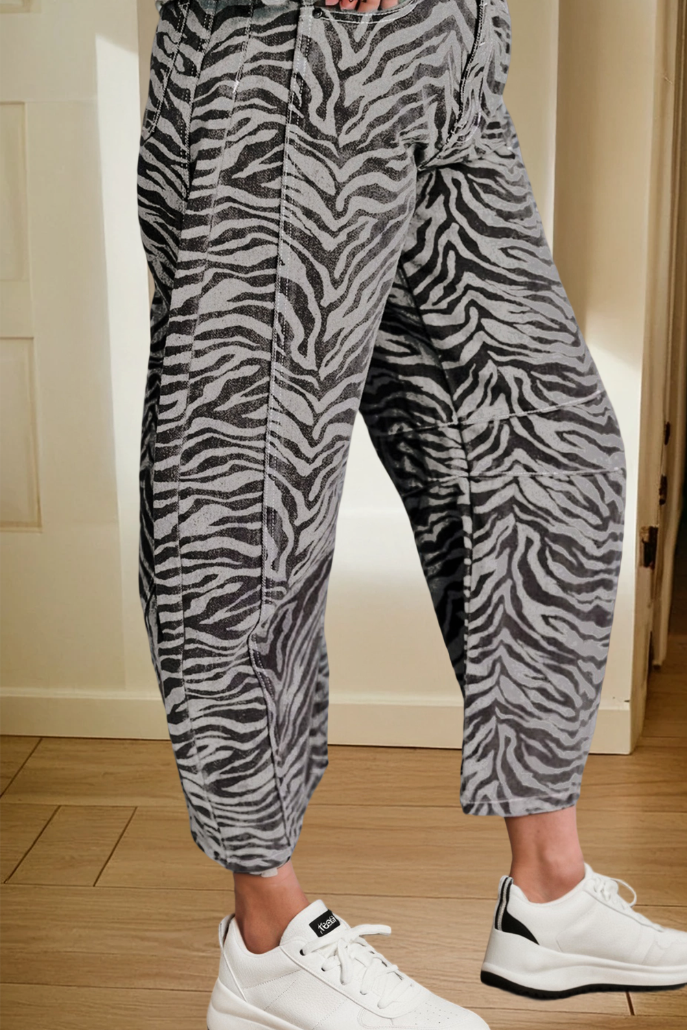 Wild Stride Zebra Barrel Jeans