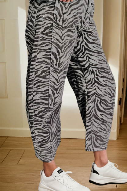 Wild Stride Zebra Barrel Jeans