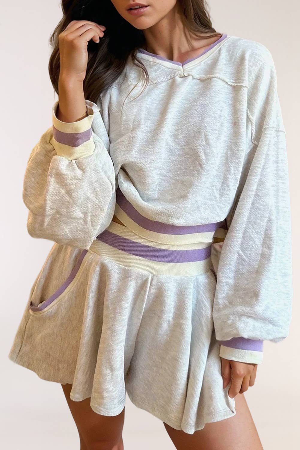 The Gray Stripe Athletic Skort Set