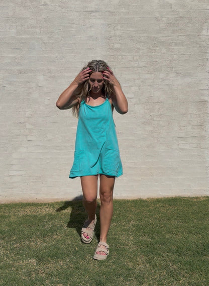 Faded & Free Mini Dress - turquoise