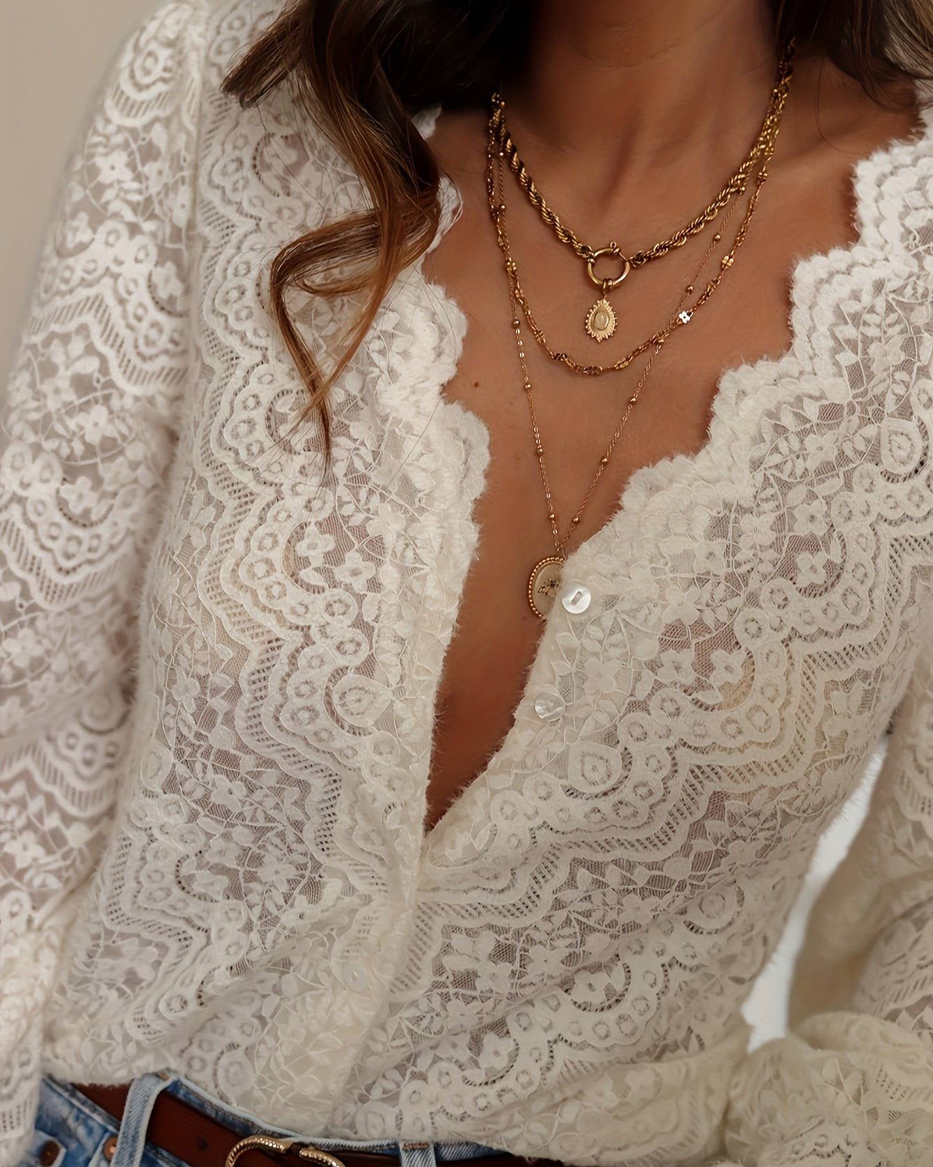Apricot Allure Lace Blouse