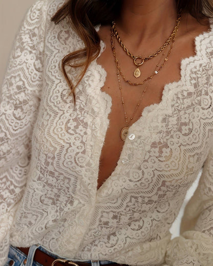 Apricot Allure Lace Blouse