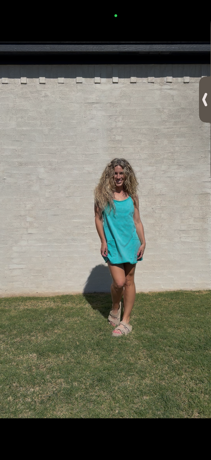 Faded & Free Mini Dress - turquoise