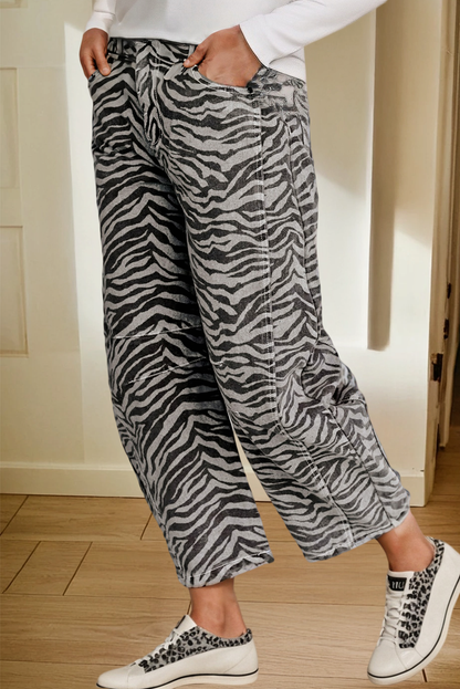 Wild Stride Zebra Barrel Jeans