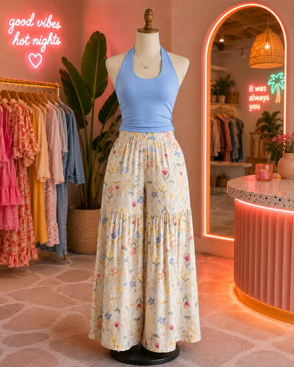 Wildflower Tiered Wide-Leg Pants