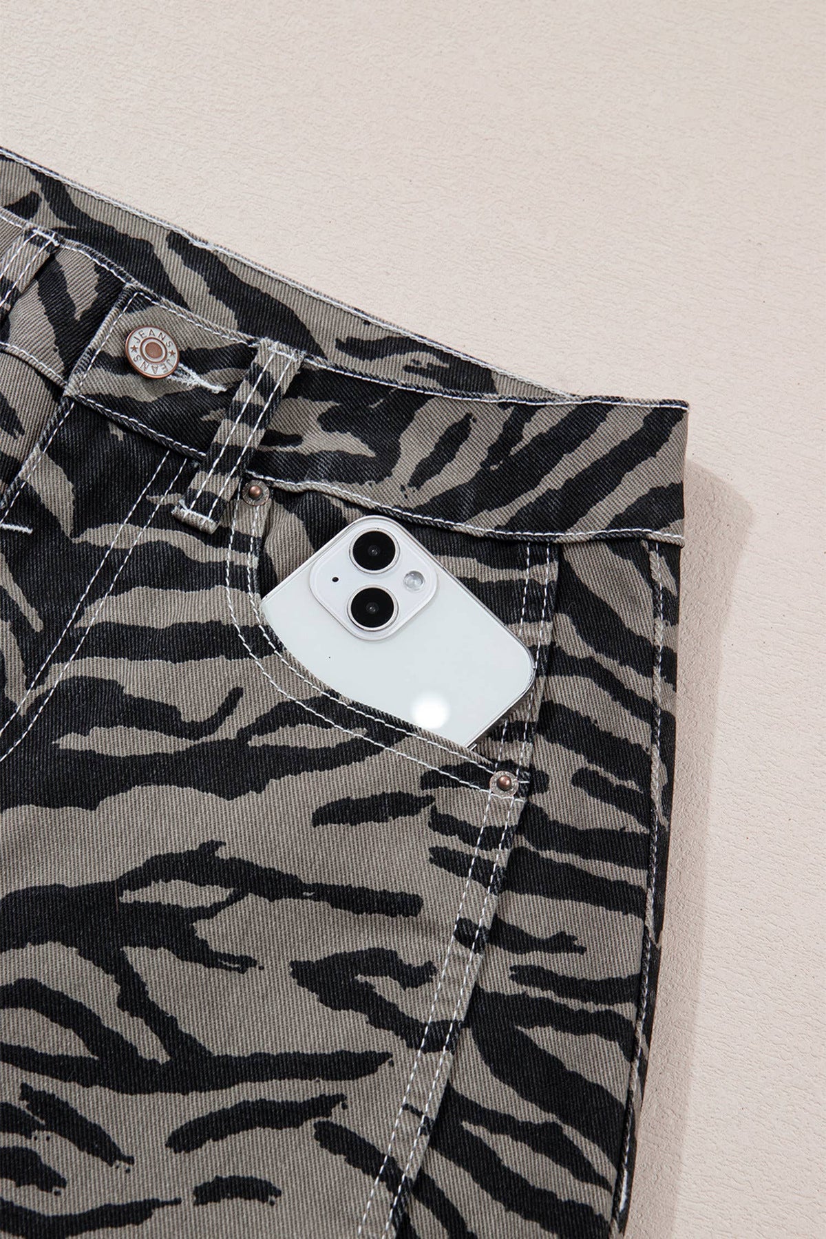 Wild Stride Zebra Barrel Jeans