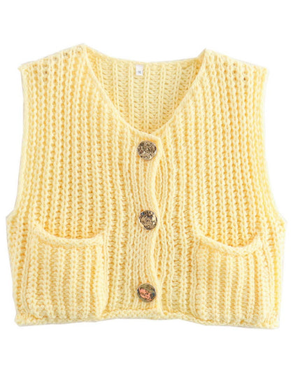 Butter Yellow Crop Sweater Vest