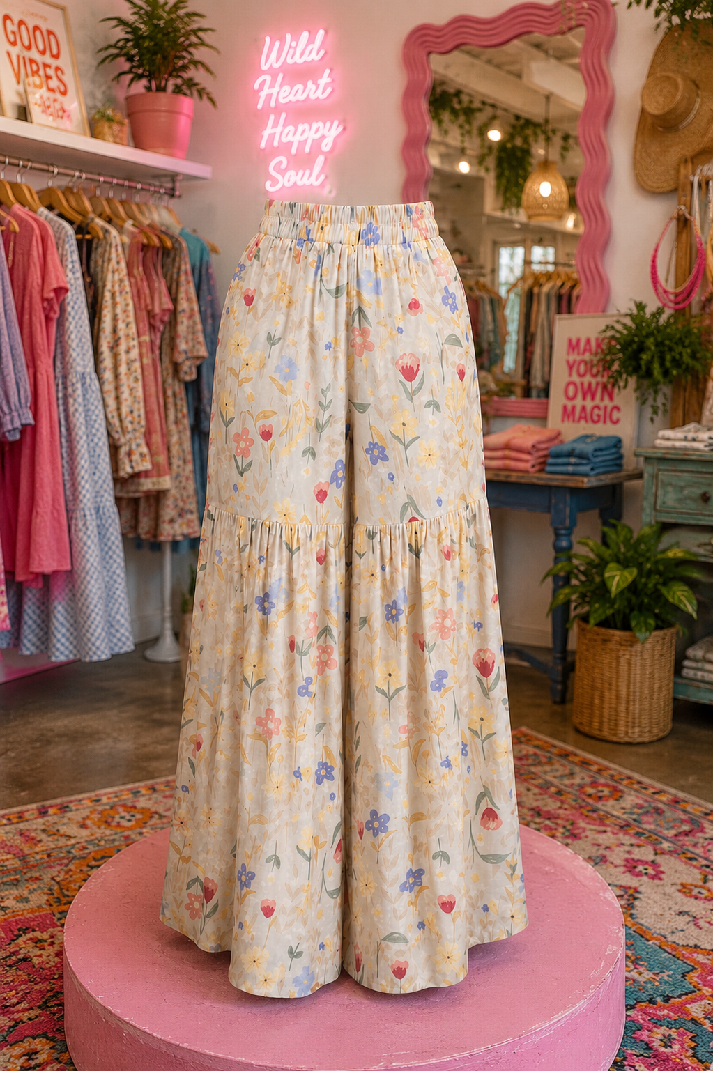 Wildflower Tiered Wide-Leg Pants