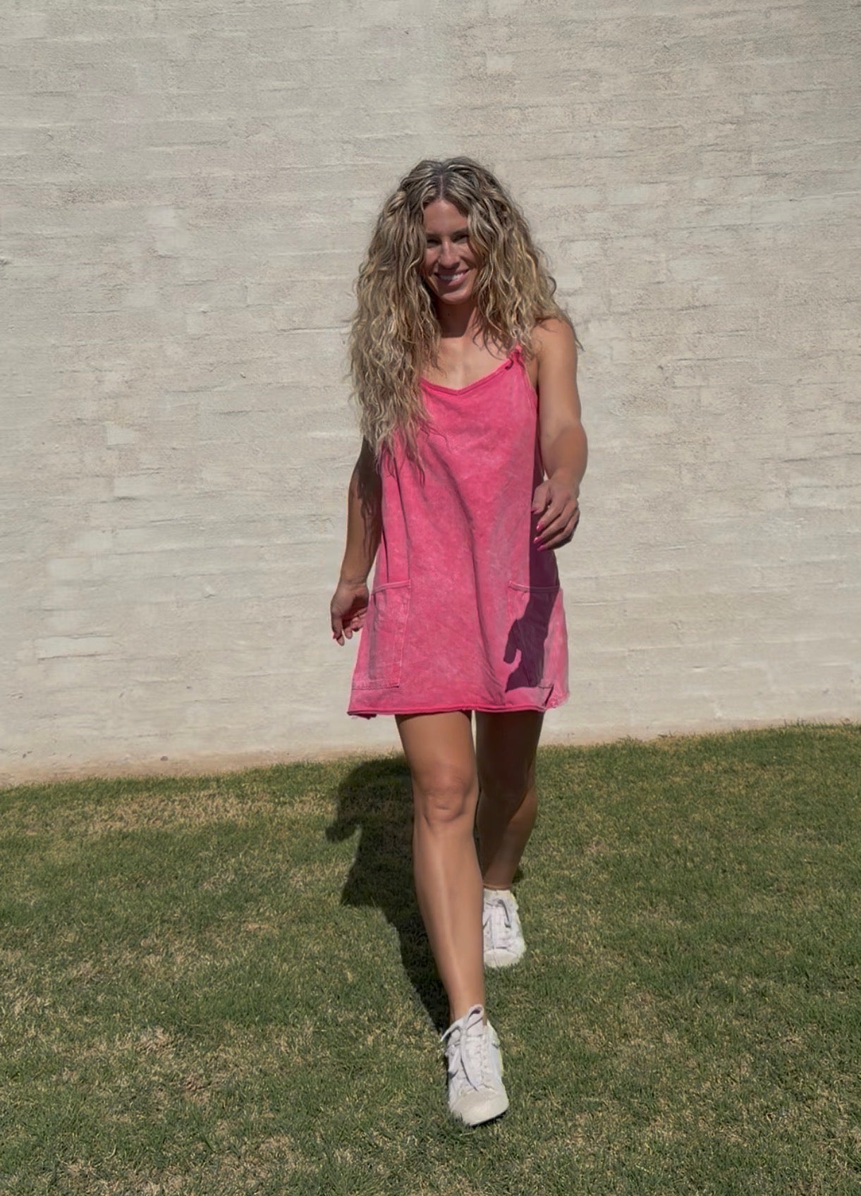 Faded & Free Mini Dress - fuschia