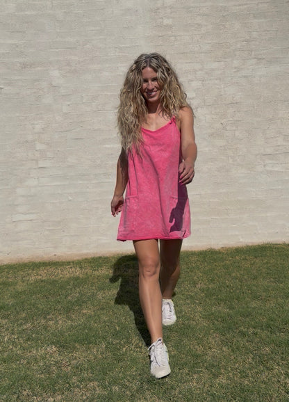 Faded & Free Mini Dress - fuschia