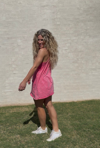 Faded & Free Mini Dress - fuschia