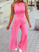 The Sachet Pink Ribbed Lounge Set