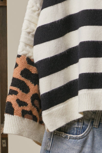 Bold Stripe and Leopard Cardigan