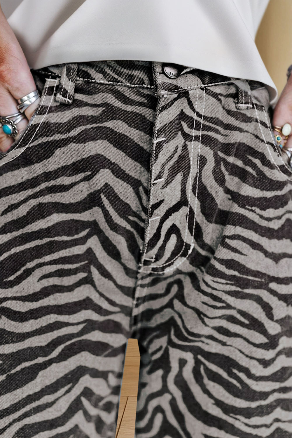 Wild Stride Zebra Barrel Jeans