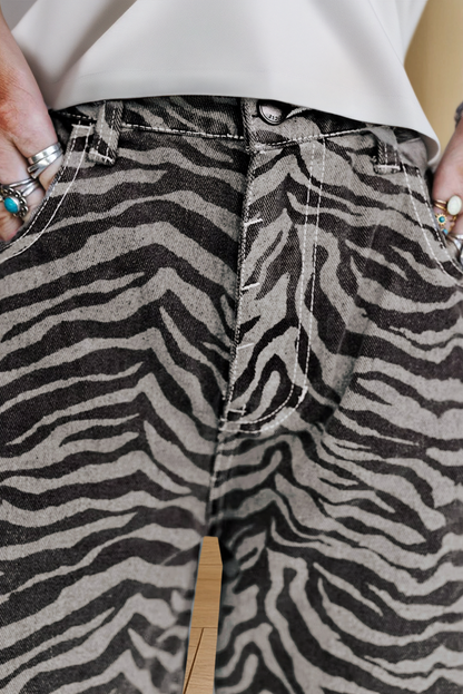 Wild Stride Zebra Barrel Jeans