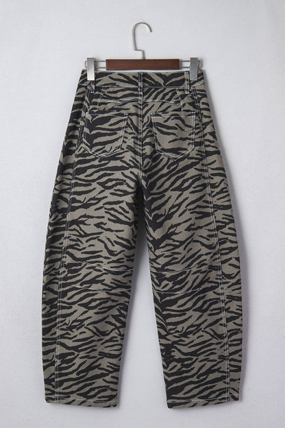 Wild Stride Zebra Barrel Jeans