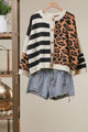 Bold Stripe and Leopard Cardigan