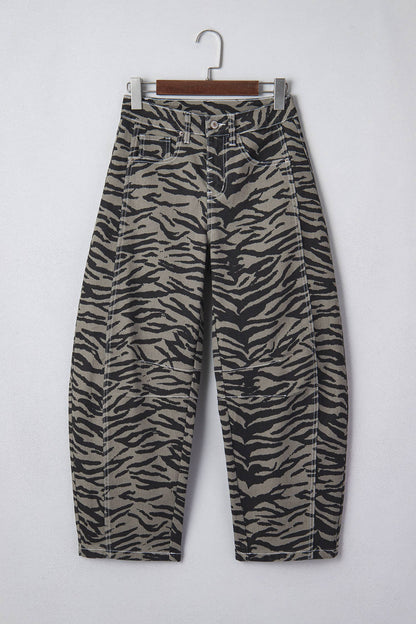 Wild Stride Zebra Barrel Jeans