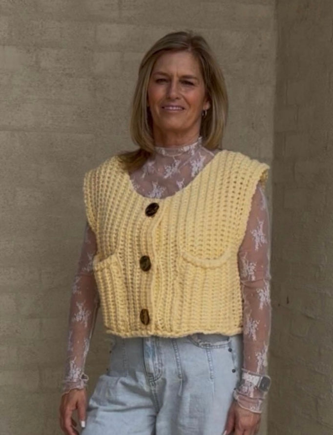 Butter Yellow Crop Sweater Vest