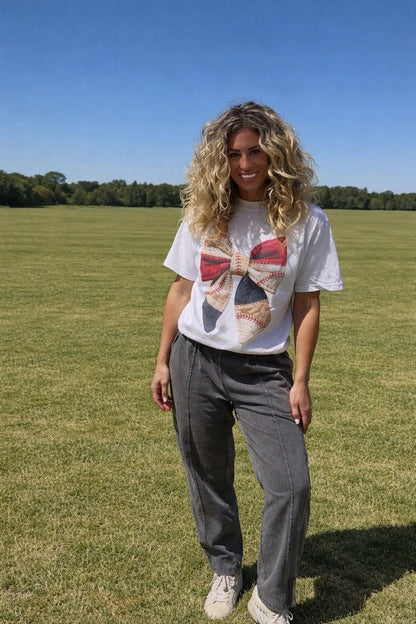 Red, White, Blue Bow Tee